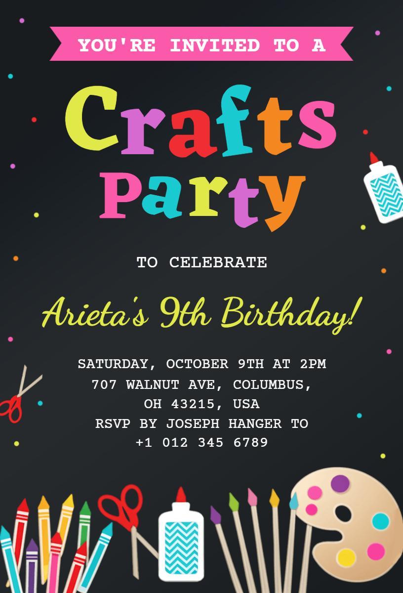 Creative Colorful Crafts Party Celebration Invitation Template
