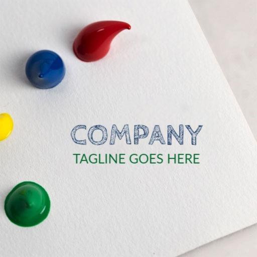 Creative Colorful Paint Splatters Mockup for Branding Logo Template