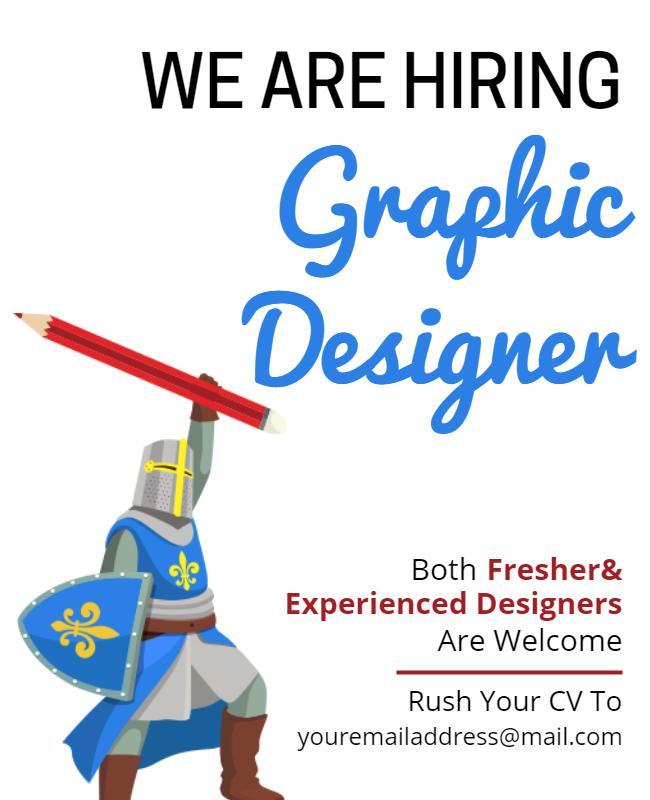 Creative Comic Style Graphic Designer Hiring Poster Template
