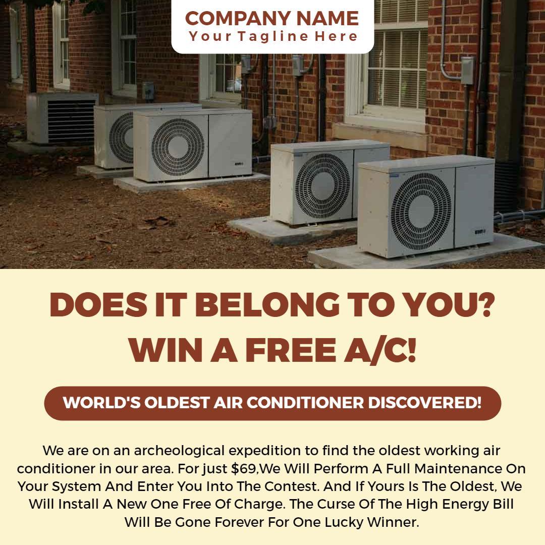 Creative Contest for Winning a Free Air Conditioner Ad Template