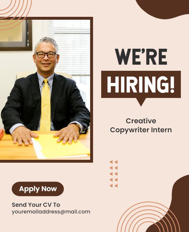 Creative Copywriter Intern Hiring Flyer Template