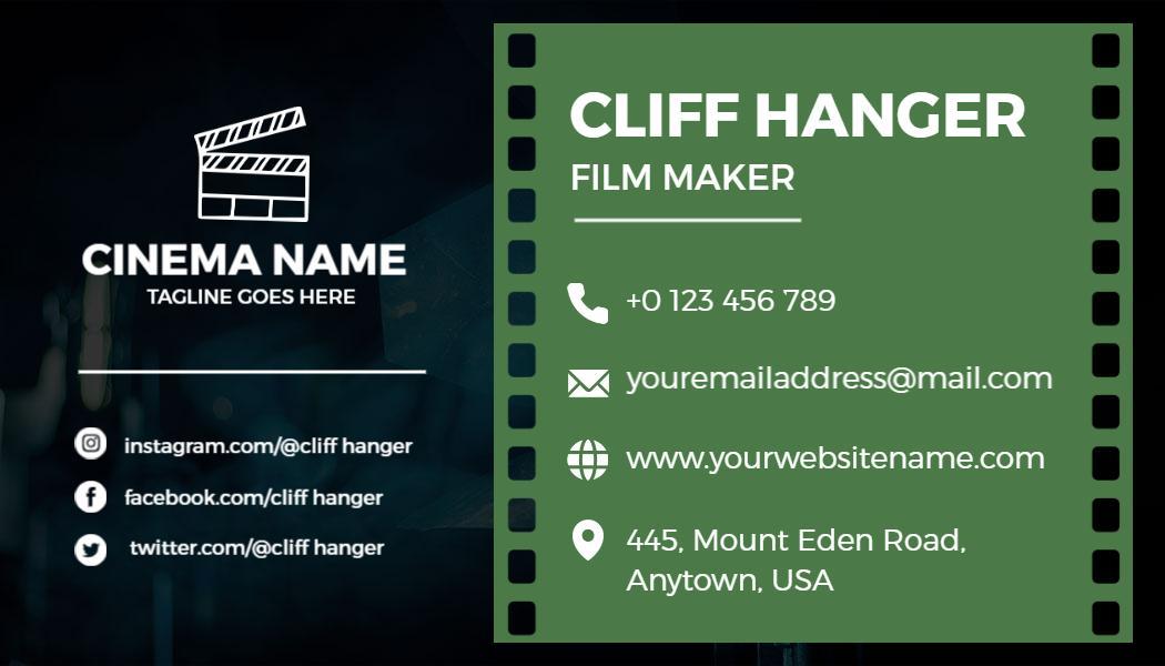 Creative Dark Green Film Maker Business Card Template
