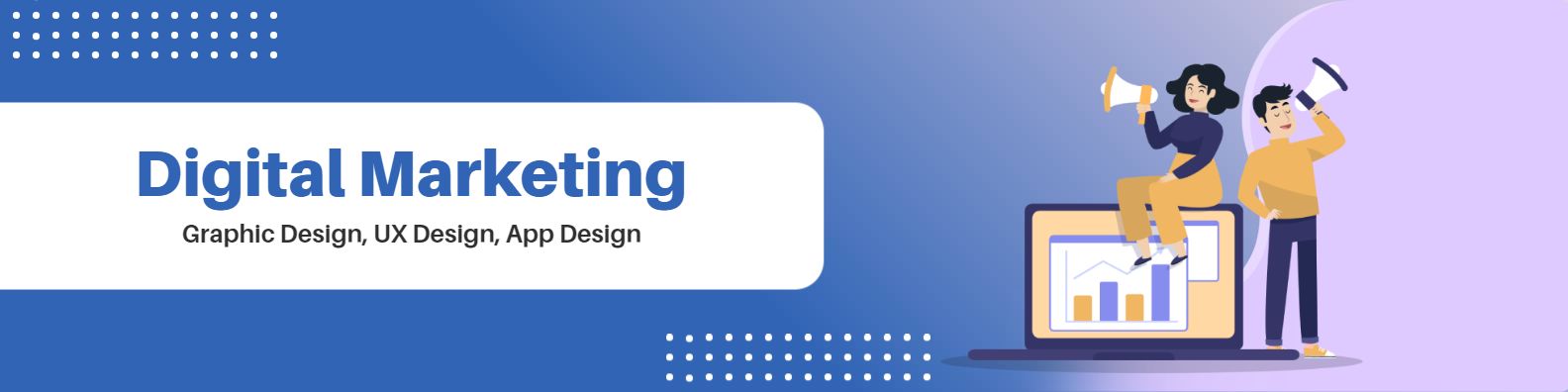 Creative Digital Marketing Strategy Focus with Blue Gradient LinkedIn Banner Template