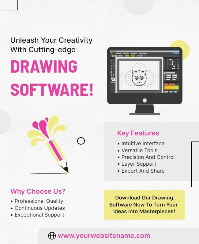 Creative Drawing Software Promotion Flyer Template