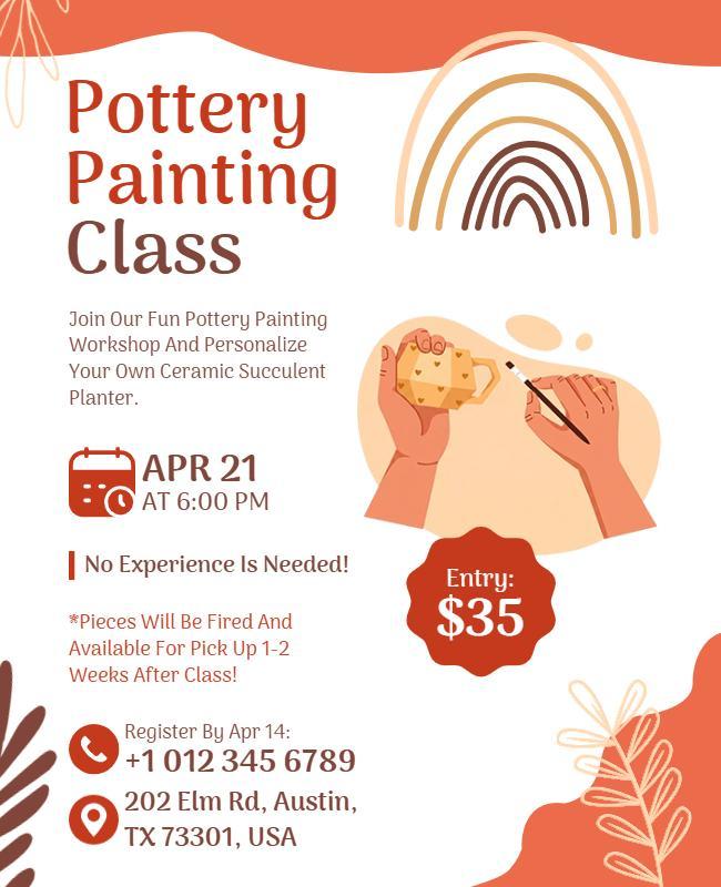Creative Earthy Pottery Painting Workshop Flyer Template