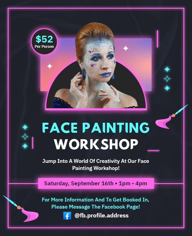 Creative Face Painting Workshop Event Flyer Template