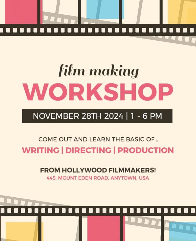 Creative Film Making Workshop with Film Reel Design Poster Template