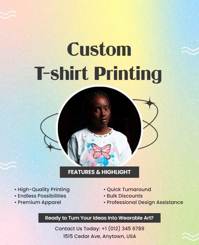 Creative Gradient Custom T-Shirt Printing Services Poster Template
