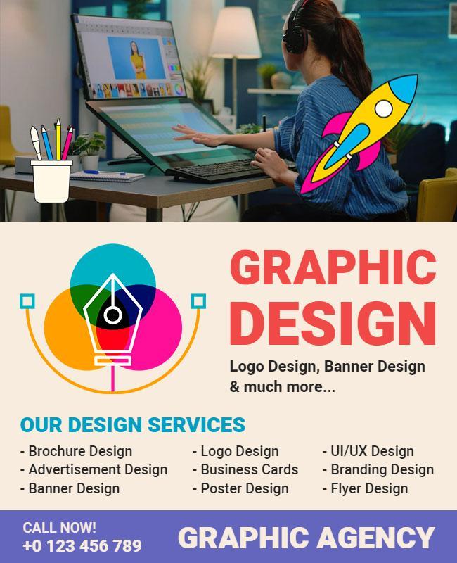 Vibrant Graphic Design Services Promotional Flyer Template