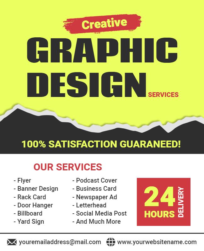 Creative Yellow Graphic Design Services Promotion Flyer Template