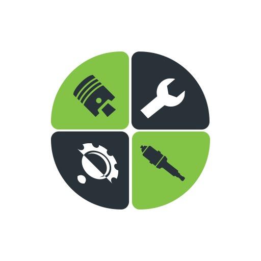 Creative Green and Black Garage Tools and Parts Logo Template