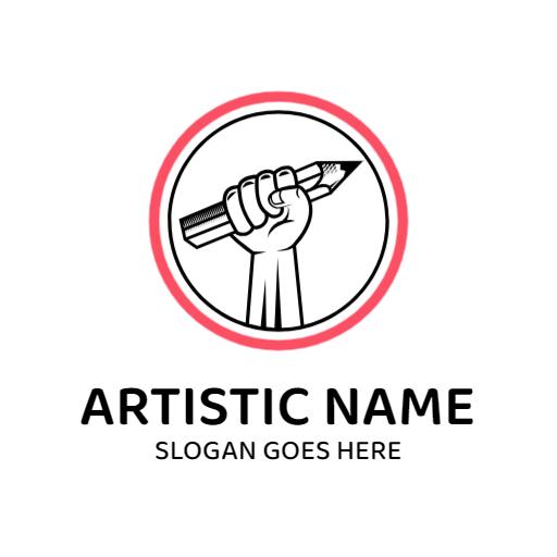 Creative Hand Holding a Pencil Symbolizing Artist Identity Logo Template