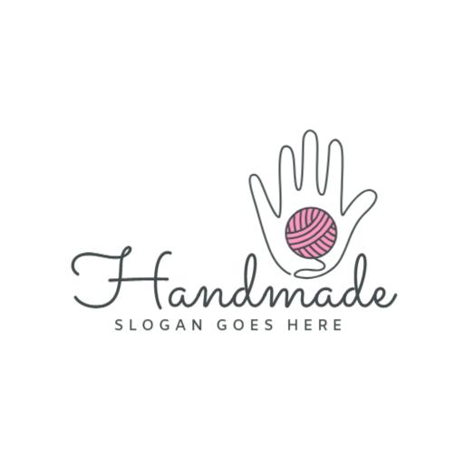 Creative Hand Illustrating Crafting with Yarn in Handmade Logo Template