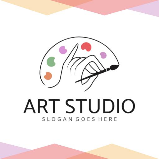 Creative Hand with Palette Reflecting Artistic Expression Logo Template