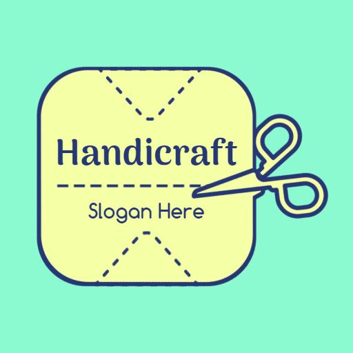 Creative Handicraft Design with Scissors and Stitching Logo Template