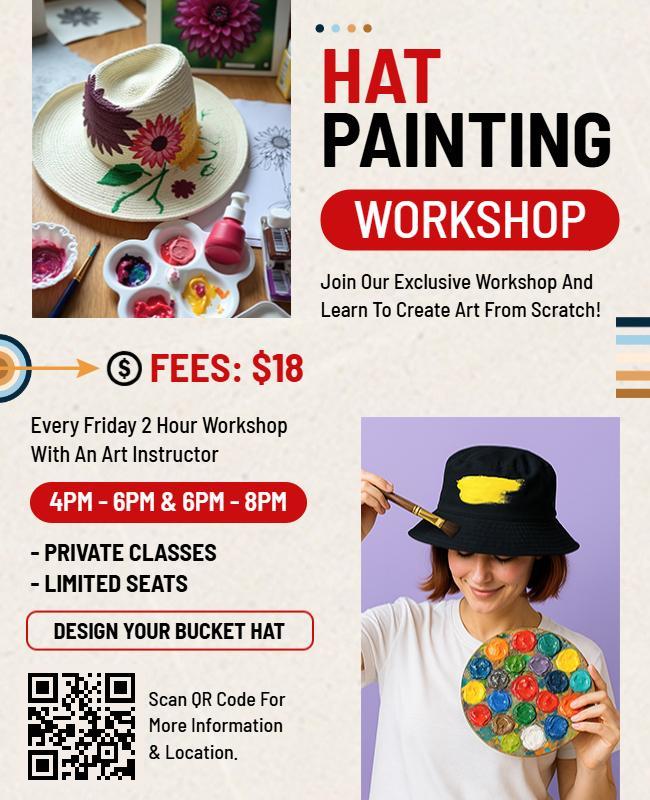 Creative Hat Painting Art Workshop Event Flyer Template