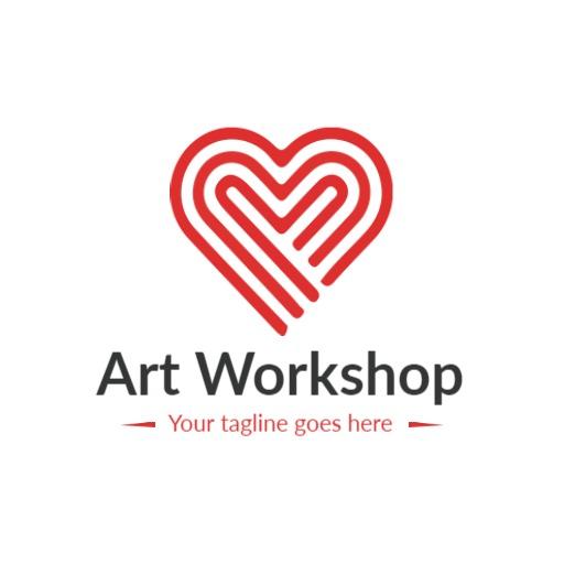 Creative Heart Design Illustrating Art Workshop Logo Template