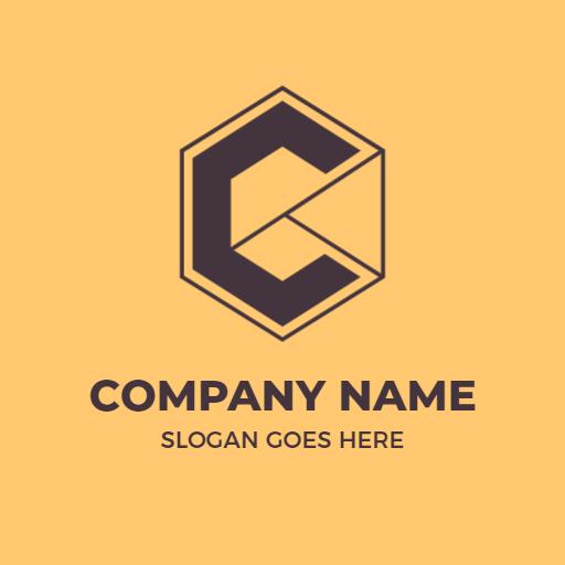 Creative Hexagonal C Letter Design on Yellow Background Logo Template