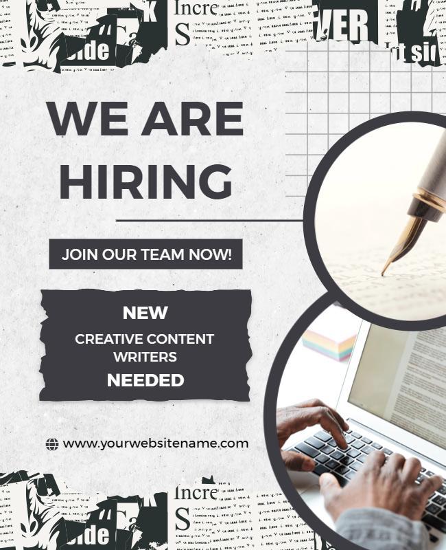 Creative Hiring Announcement for Content Writers Poster Template