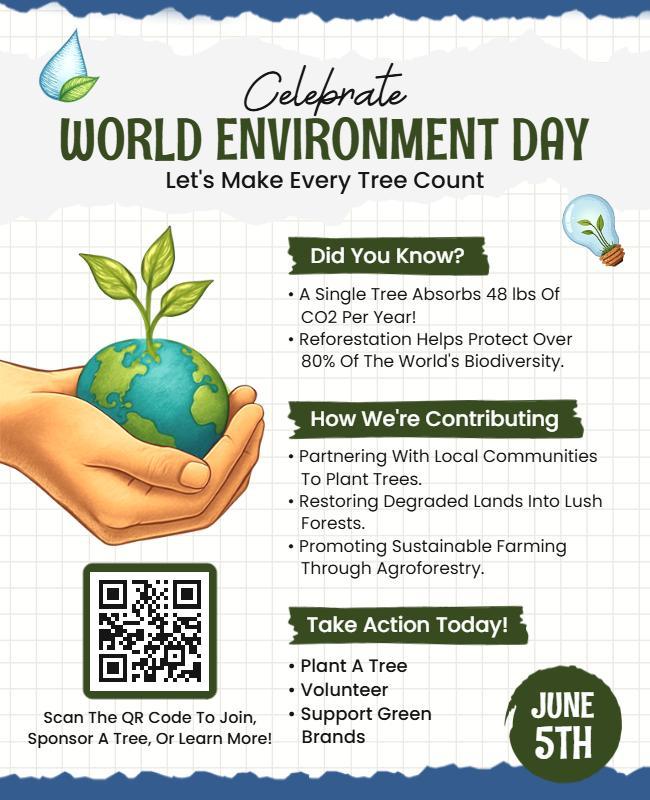 Creative Illustrated Eco-Conscious Tree Planting Awareness Poster Template