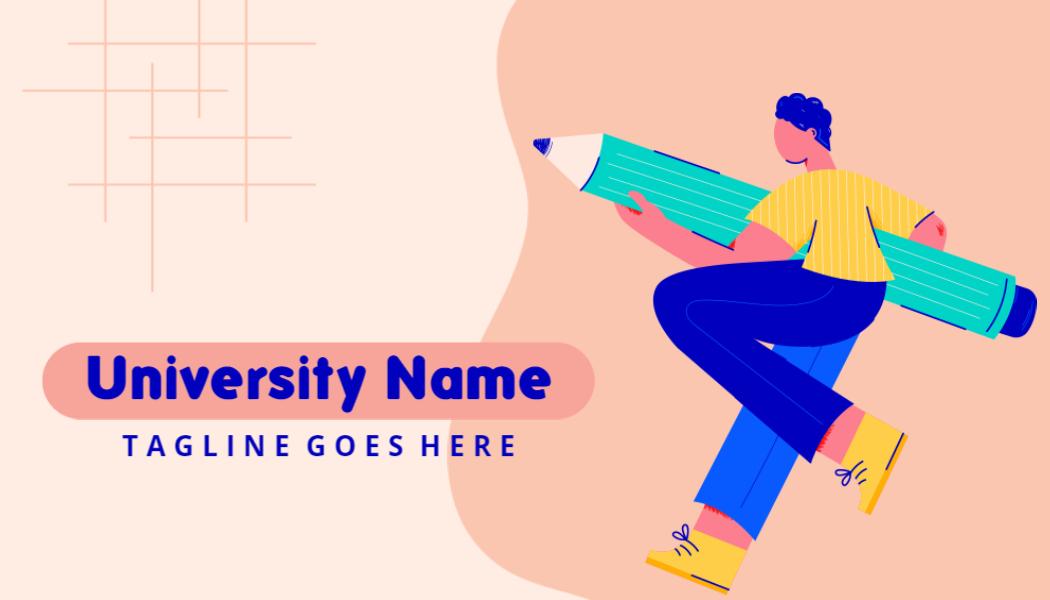 Creative Illustration of Student Holding Pencil Business Card Template