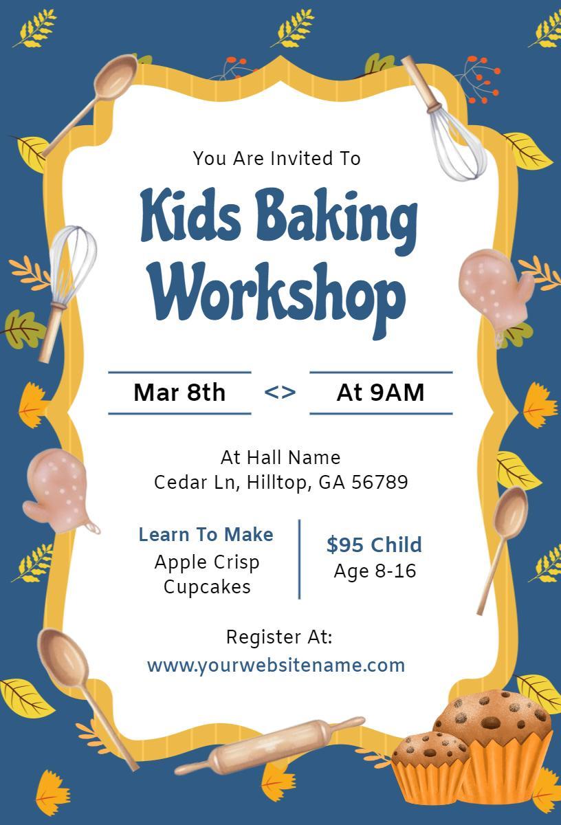 Creative Kids Baking Fun Workshop Invitation Template