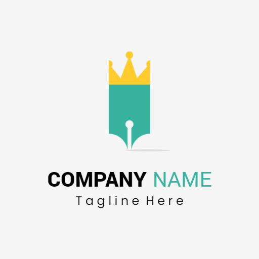 Creative Logo Featuring Pen and Crown for Company Identity Logo Template