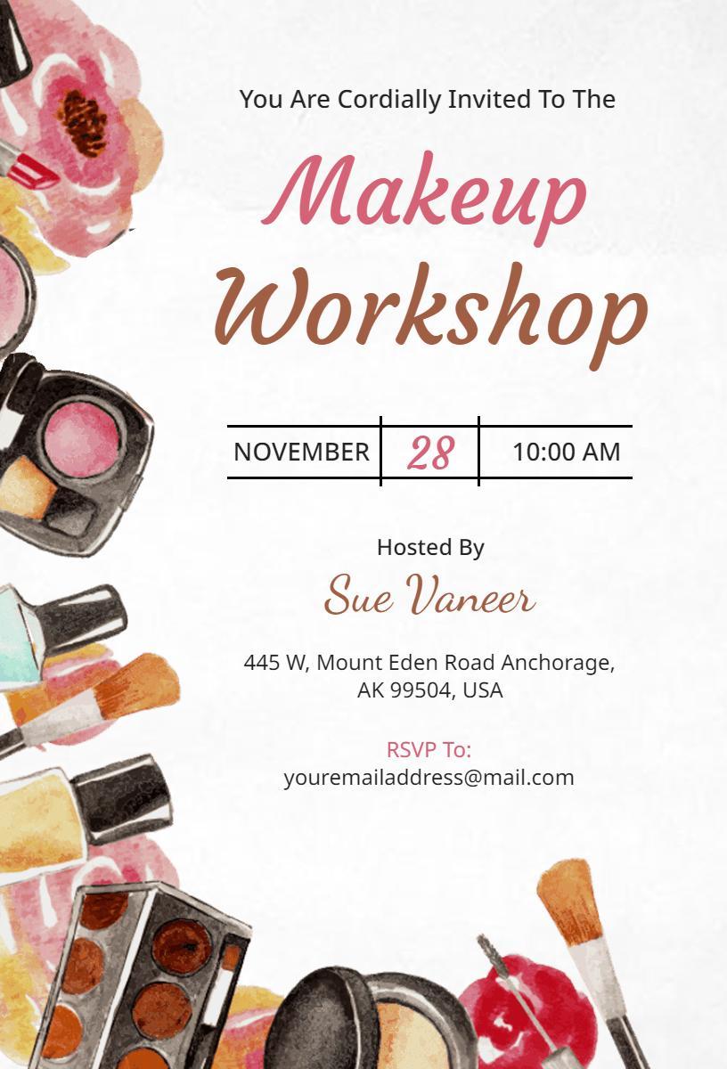 Creative Makeup Artistry Skills Learning Workshop Invitation Template