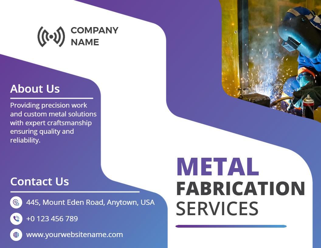 Creative Metal Fabrication Services Expertise Bi Fold Brochure Template