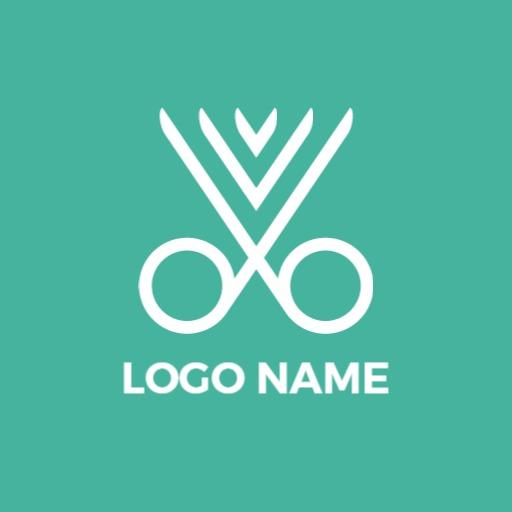 Creative Mint Green Scissors Design for Modern Salon Logo Template
