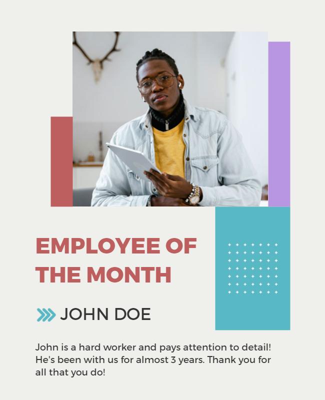 Creative Modern Employee of the Month Recognition Poster Template