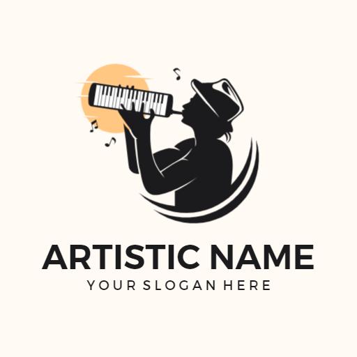 Creative Musician Playing Melodic Keys Stylish Artist Logo Template