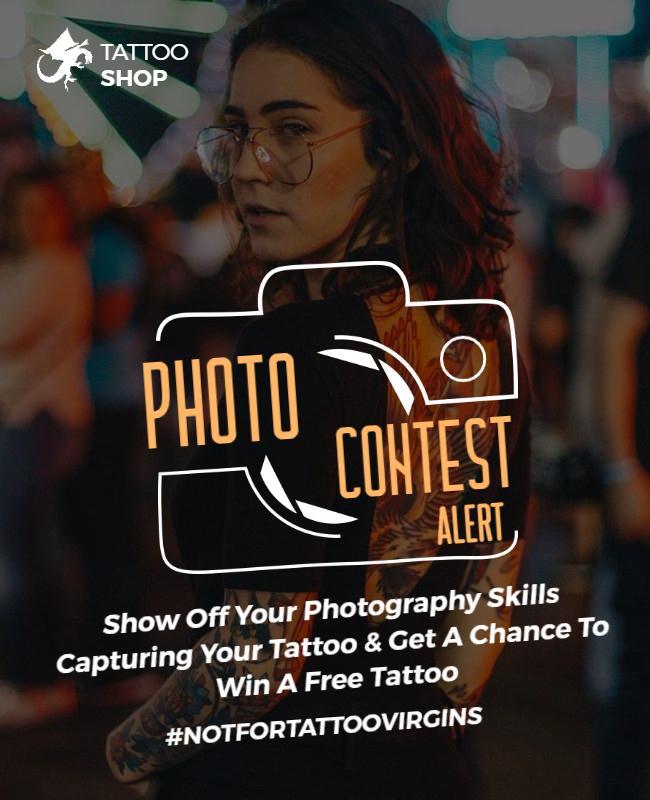 Creative Neon Photography Contest Tattoo Shop Poster Template
