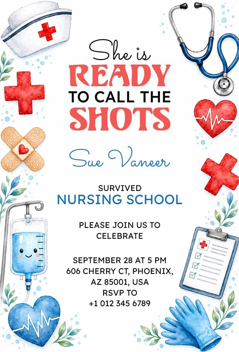 Creative Nurse Graduation Celebration Invitation Template
