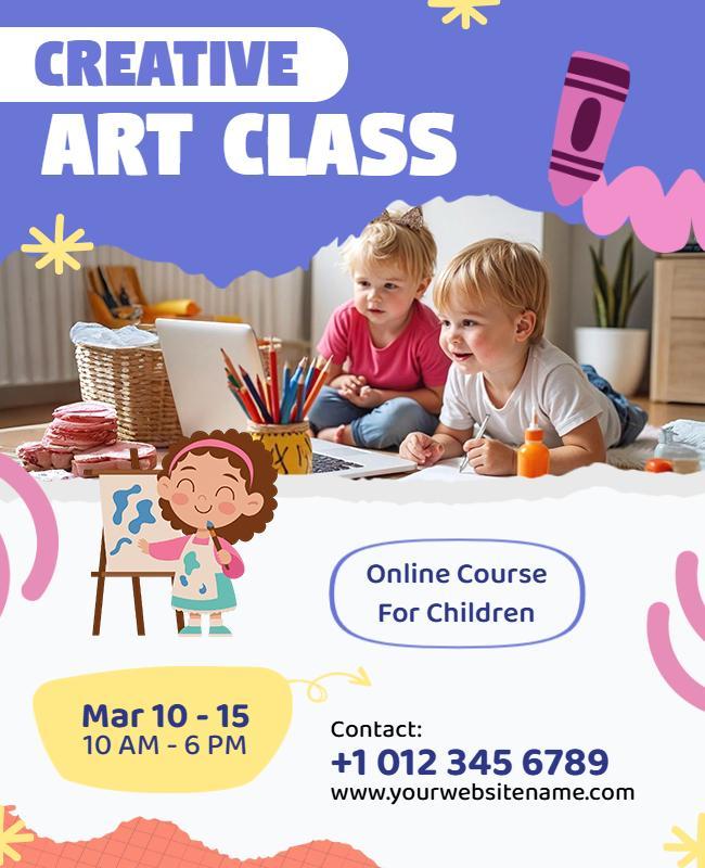 Creative Online Art Class for Children Flyer Template