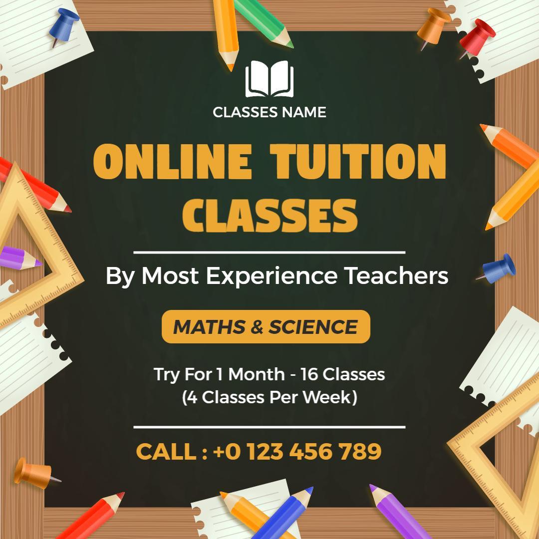 Creative Online Maths and Science Tuition Classes Promotion Ad Template