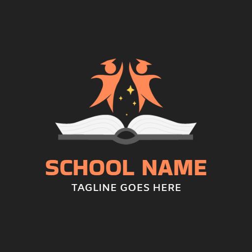 Creative Open Book with Engaging Students for School Logo Template