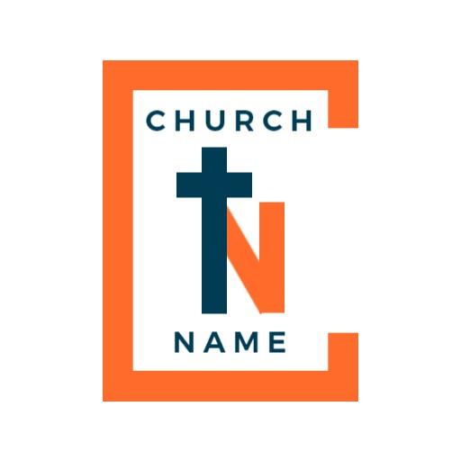 Creative Orange and Blue Church Name Logo with Cross Symbol Logo Template