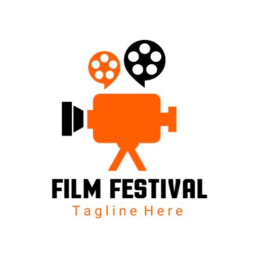 Creative Orange Film Reel Theme Celebrating Cinema Festival Logo Template