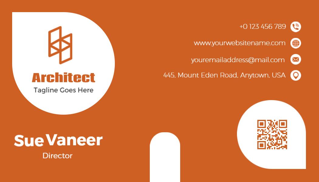 Creative Orange Geometric Architect Professional Business Card Template