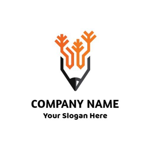 Creative Orange Pencil Design Symbolizing Company Innovation Logo Template