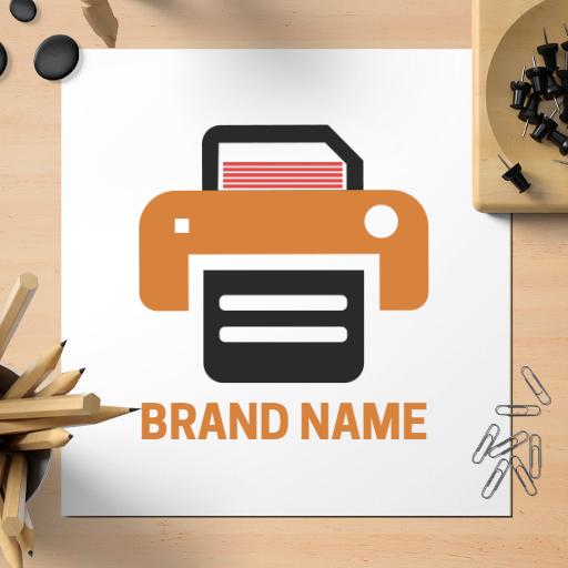 Creative Orange Printer Design Enhancing Your Brand Logo Template