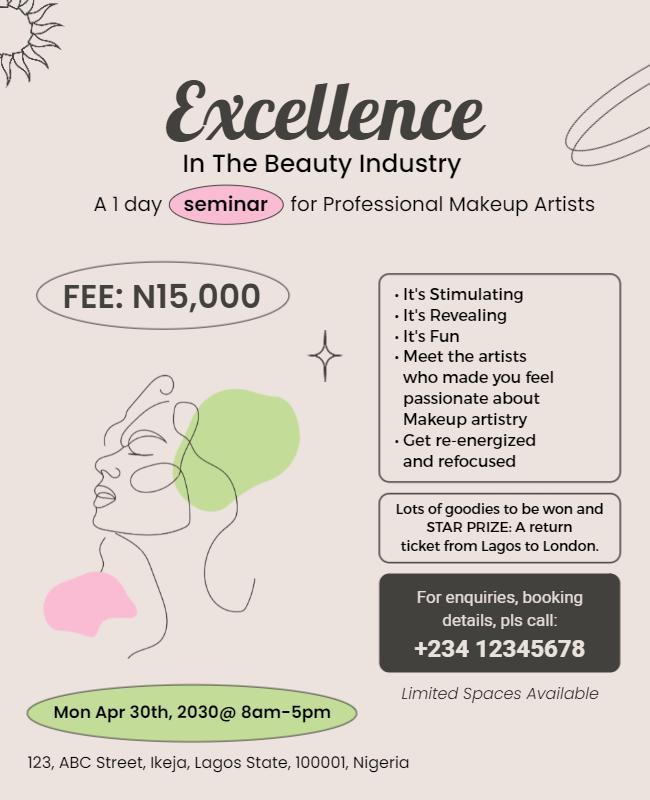 Creative Pastel Beauty Seminar for Makeup Artists Poster Template