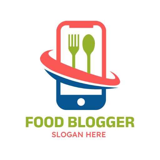 Creative Phone Design Showcasing Delicious Food Blogger Logo Template