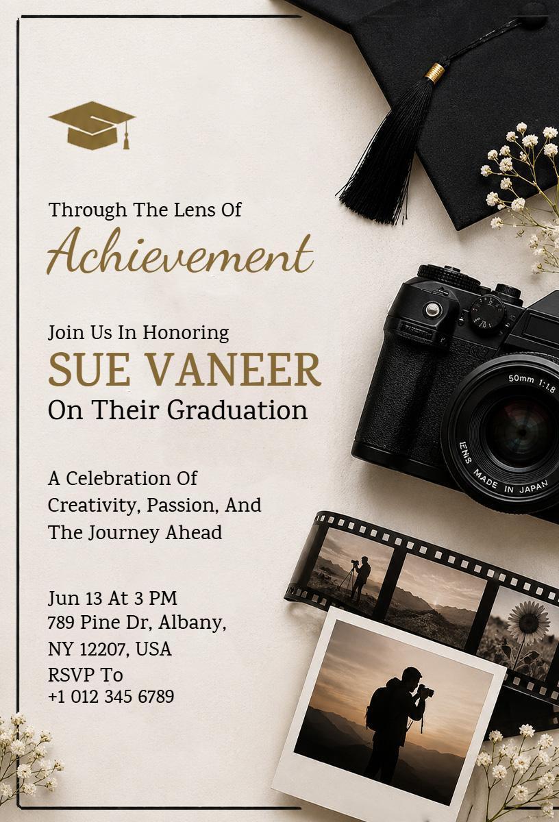 Creative Photography Graduation Celebration Invitation Template