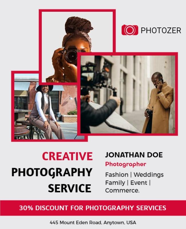 Creative Photography Service Promotion Flyer Template