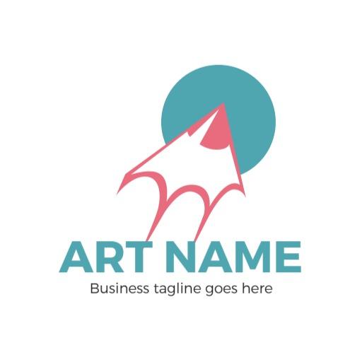 Creative Pink and Blue Artistic Pencil Design Logo Template