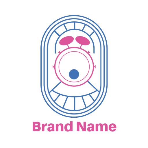 Creative Pink and Blue Drummer Design for Music Logo Template