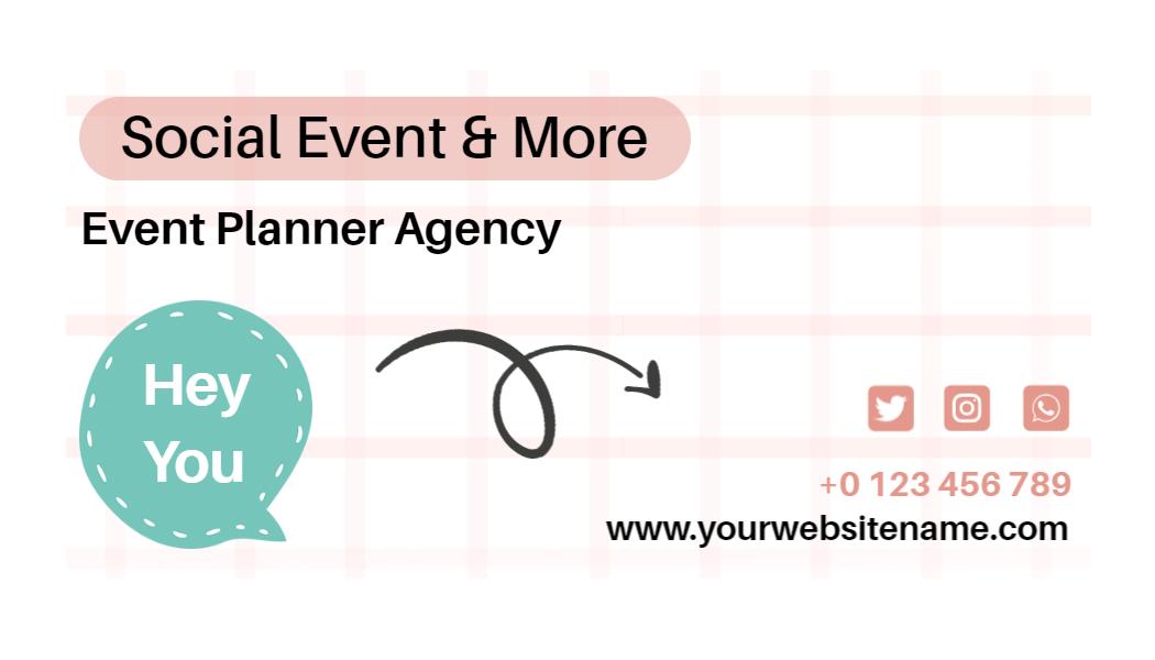 Creative Pink Social Event Planning Business Card Template