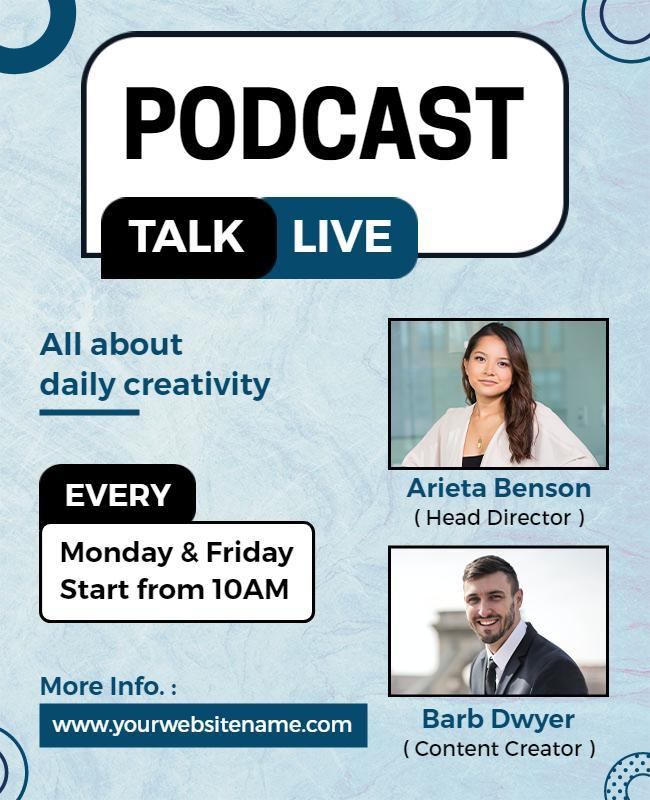 Creative Podcast Live Talk Flyer Template